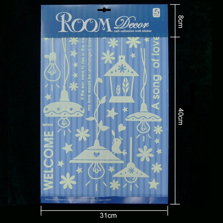 Light Bulbs Pattern Fluorescent Self-adhesive Wall Stickers for Home Decoration, Size: 40cm x 30cm