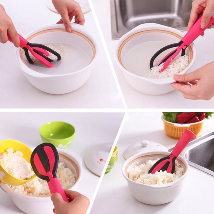 Multifunctional Rotatable Nonstick Standing Rice Scoop and Egg Beater (Ramdon Color Delivery)