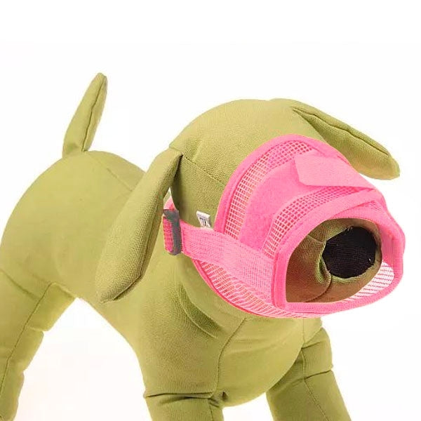 Dog Muzzle Breathable Nylon Comfortable Soft Mesh Adjustable Pet Mouth Mask Prevent Bite, Size L: 18-24cm