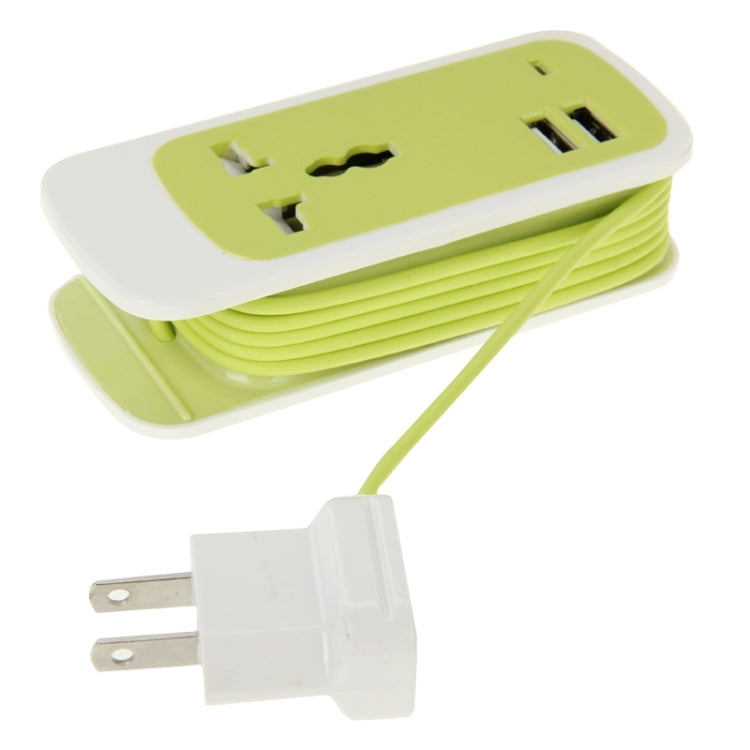 US Plug Colorful 3 in 1 Dual USB Universal Power Socket, 2.1A Output, Cable Length: 1.5M