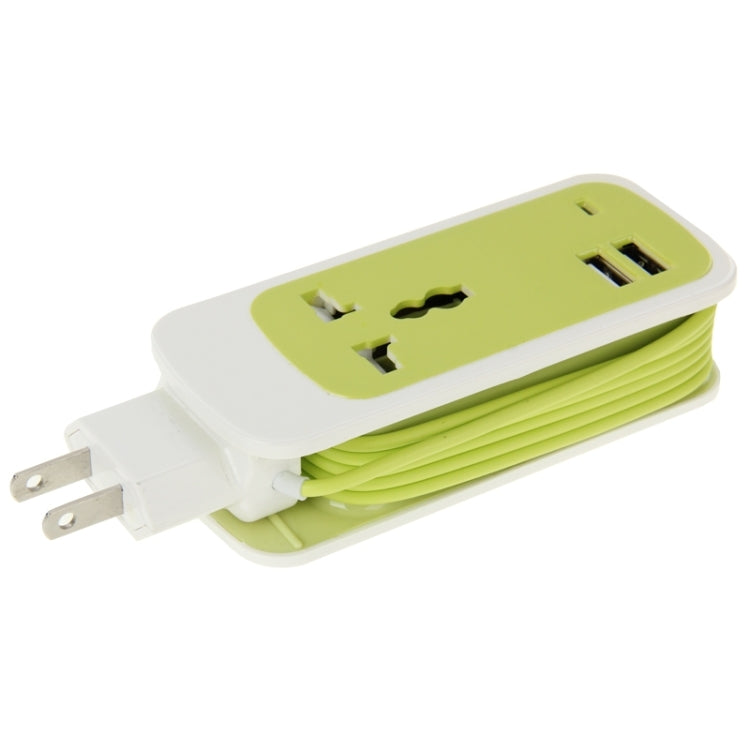 US Plug Colorful 3 in 1 Dual USB Universal Power Socket, 2.1A Output, Cable Length: 1.5M