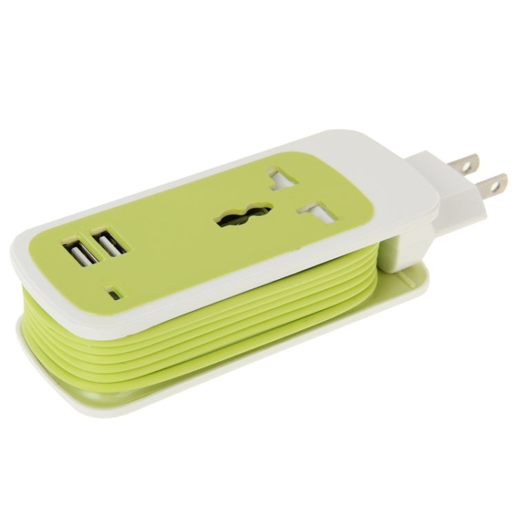 US Plug Colorful 3 in 1 Dual USB Universal Power Socket, 2.1A Output, Cable Length: 1.5M