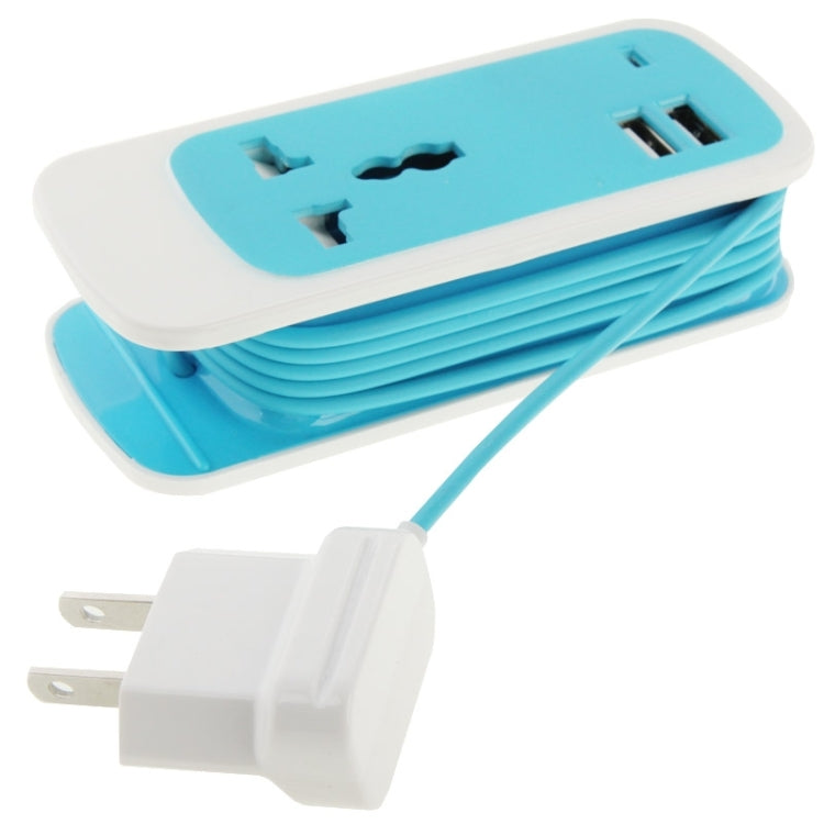 US Plug Colorful 3 in 1 Dual USB Universal Power Socket, 2.1A Output, Cable Length: 1.5M