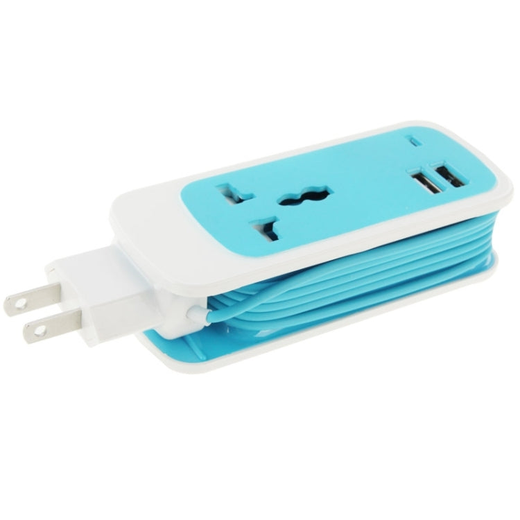 US Plug Colorful 3 in 1 Dual USB Universal Power Socket, 2.1A Output, Cable Length: 1.5M