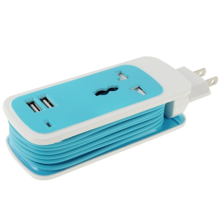 US Plug Colorful 3 in 1 Dual USB Universal Power Socket, 2.1A Output, Cable Length: 1.5M