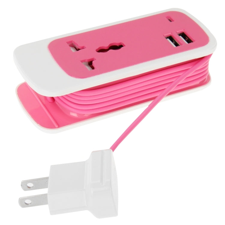 US Plug Colorful 3 in 1 Dual USB Universal Power Socket, 2.1A Output, Cable Length: 1.5M