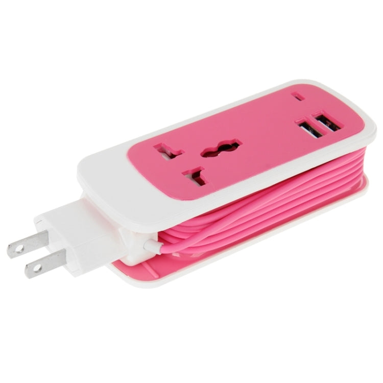 US Plug Colorful 3 in 1 Dual USB Universal Power Socket, 2.1A Output, Cable Length: 1.5M