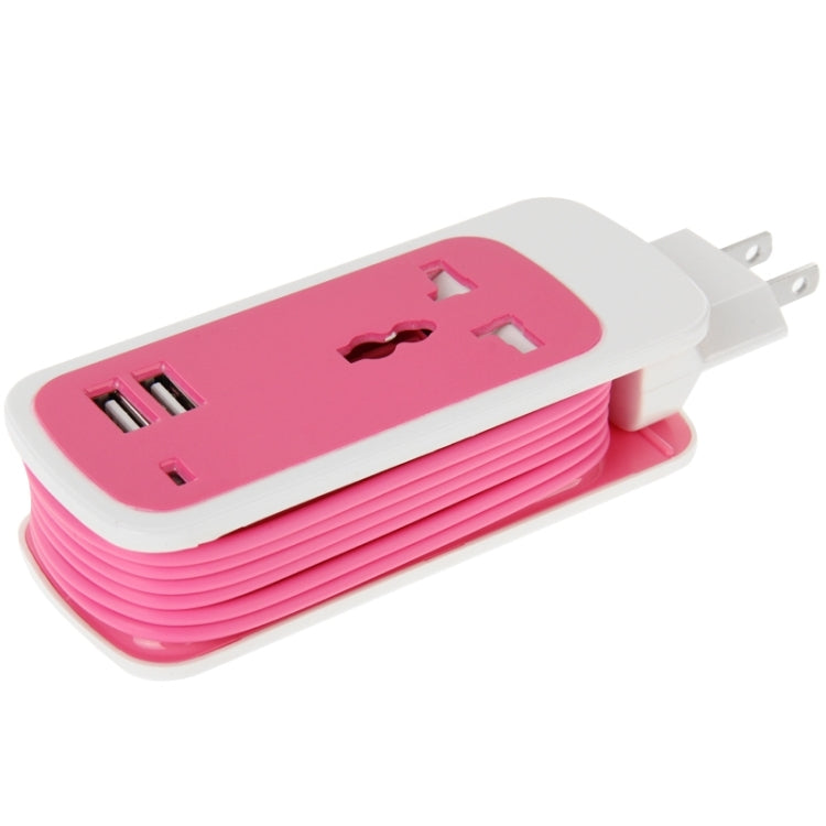 US Plug Colorful 3 in 1 Dual USB Universal Power Socket, 2.1A Output, Cable Length: 1.5M