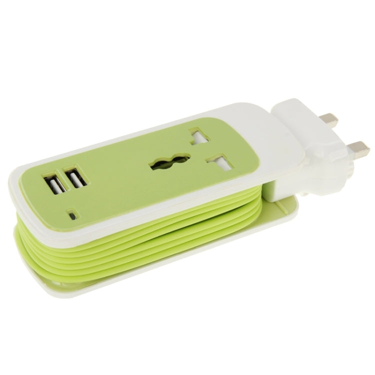 UK Plug Colorful 3 in 1 Dual USB Universal Power Socket, 2.1A Output, Cable Length: 1.5M