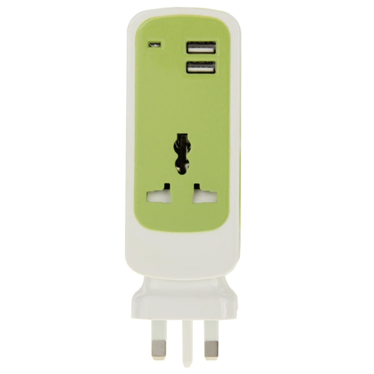 UK Plug Colorful 3 in 1 Dual USB Universal Power Socket, 2.1A Output, Cable Length: 1.5M