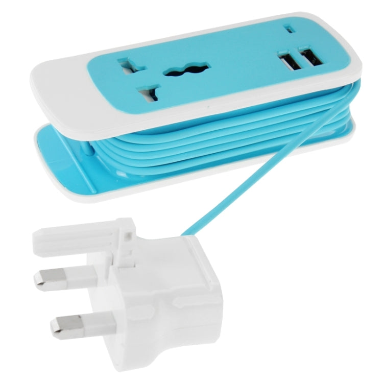 UK Plug Colorful 3 in 1 Dual USB Universal Power Socket, 2.1A Output, Cable Length: 1.5M