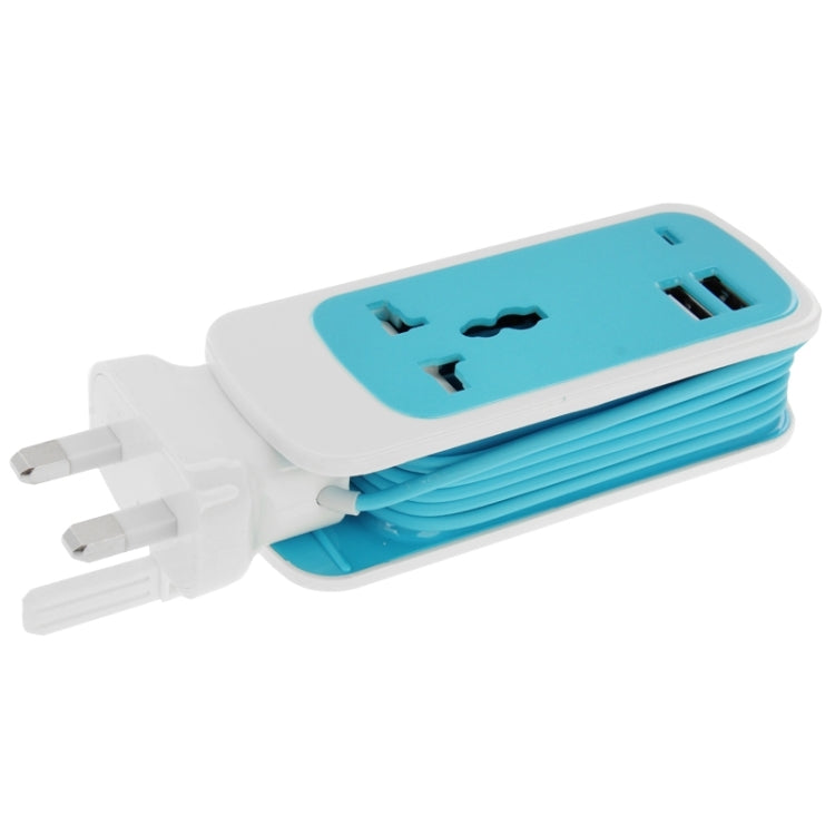 UK Plug Colorful 3 in 1 Dual USB Universal Power Socket, 2.1A Output, Cable Length: 1.5M