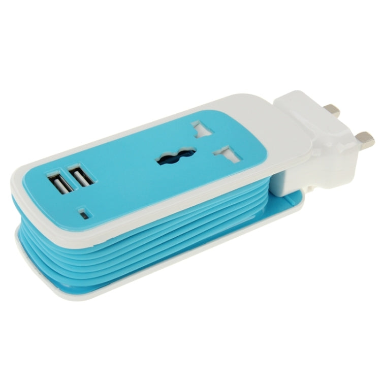 UK Plug Colorful 3 in 1 Dual USB Universal Power Socket, 2.1A Output, Cable Length: 1.5M