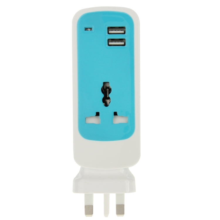 UK Plug Colorful 3 in 1 Dual USB Universal Power Socket, 2.1A Output, Cable Length: 1.5M