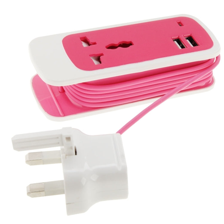 UK Plug Colorful 3 in 1 Dual USB Universal Power Socket, 2.1A Output, Cable Length: 1.5M