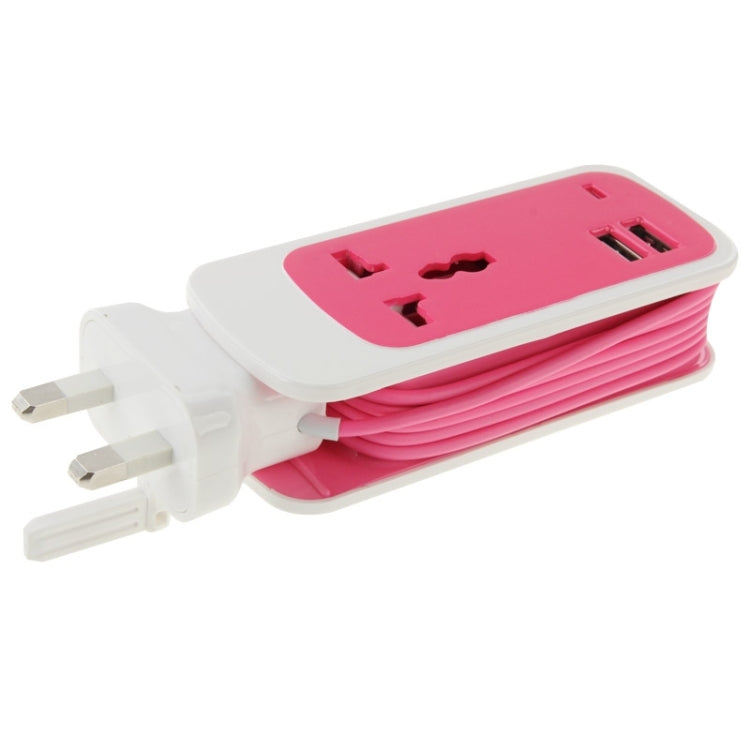 UK Plug Colorful 3 in 1 Dual USB Universal Power Socket, 2.1A Output, Cable Length: 1.5M