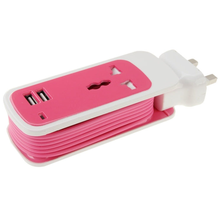 UK Plug Colorful 3 in 1 Dual USB Universal Power Socket, 2.1A Output, Cable Length: 1.5M