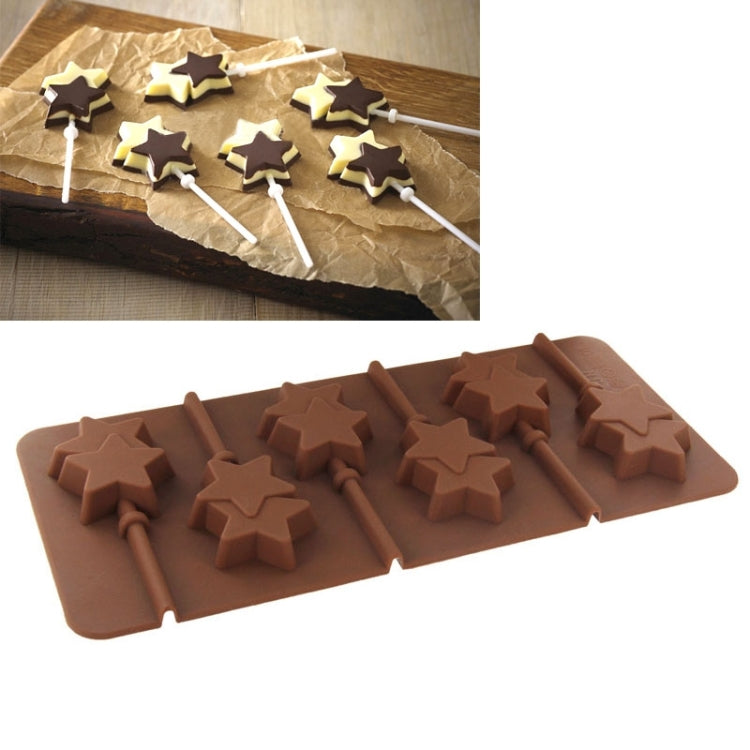 High Quality 6pcs DIY Lollipop Silicone Candy Double Star Mould Chocolate Mold