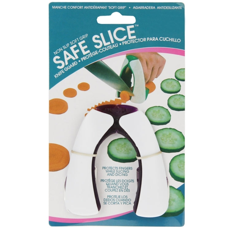 Silicone Safe Slice Knife Guard Finger Protector Vegetable Protector Armguard Device (White + Purple)