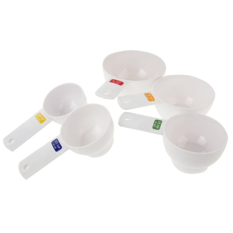 7pcs Kitchen Tool Plastic Measuring Cup, Including Scraper, Egg Separator, 1/4 Cup (60ml), 1/3 Cup (80ml), 1/2 Cup (120ml), 3/4 Cup (180ml), 1 Cup (240ml)(White)