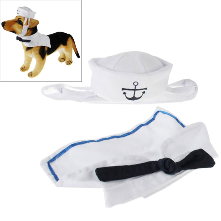 Pet Dog Cat Accessories the Sailor Suit Hat + Tie
