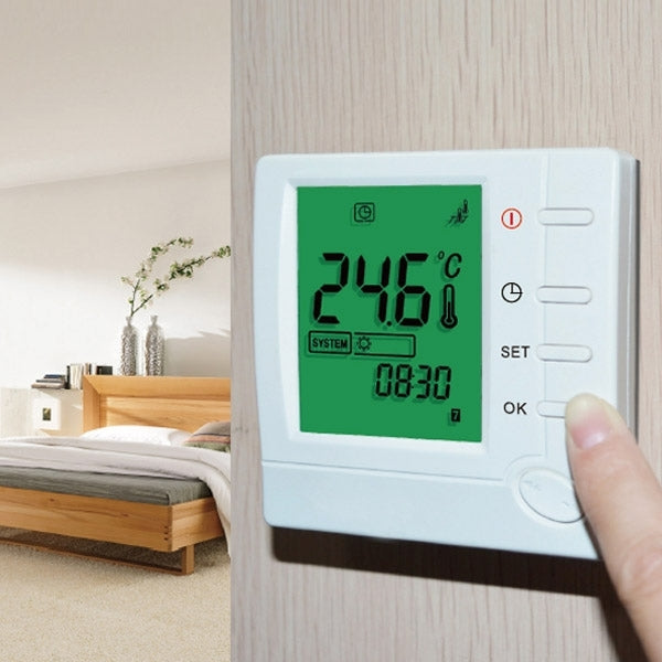 Floor Heating / Water Heating System LCD Display Programmable Room Thermostat(White)