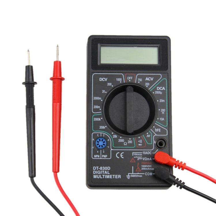 Professional DT830B LCD Display Digital Multimeter Ammeter Voltmeter Ohm Electrical Tester(Black)