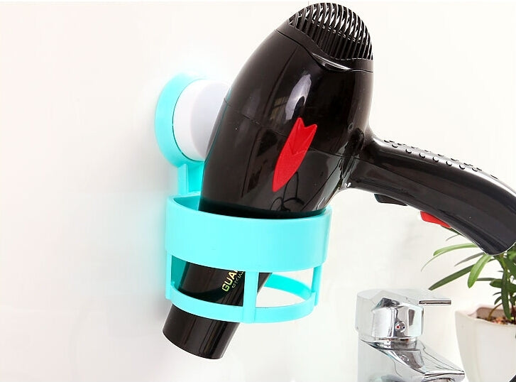 Sucker Wall Mount Bracket Plastic Hair Dryer Bathroom Storage Rack(Blue)