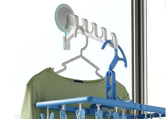 Powerful Sucker Bathroom Clothes Hanger with 4 Hook(White)