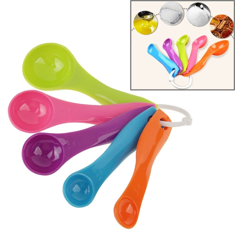 5 Color Hard Plastic Measuring Spoon Set with 5 Spoons