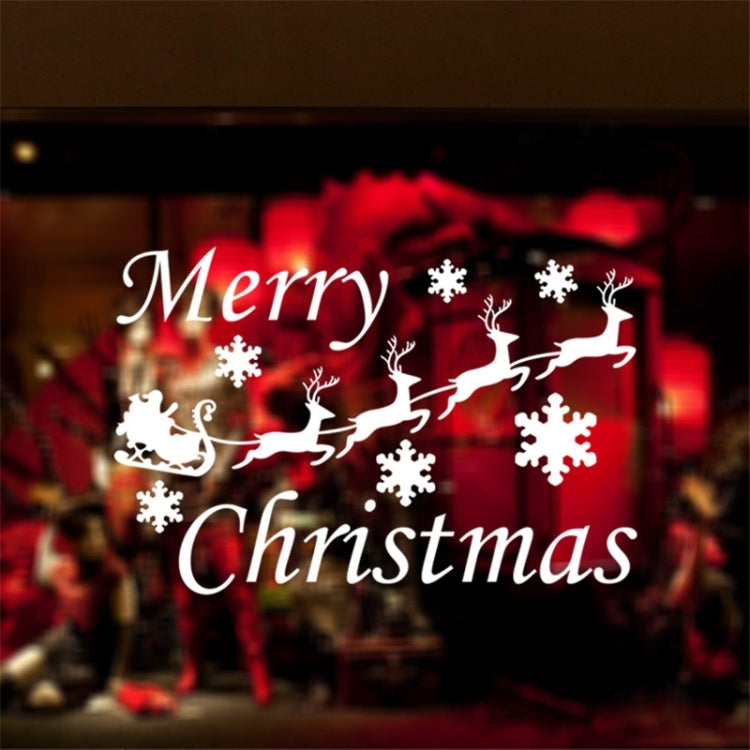 Home Decor Merry Christmas Snowflakes & Deers Removable Wall Stickers, Size: 58cm x 34cm(White)