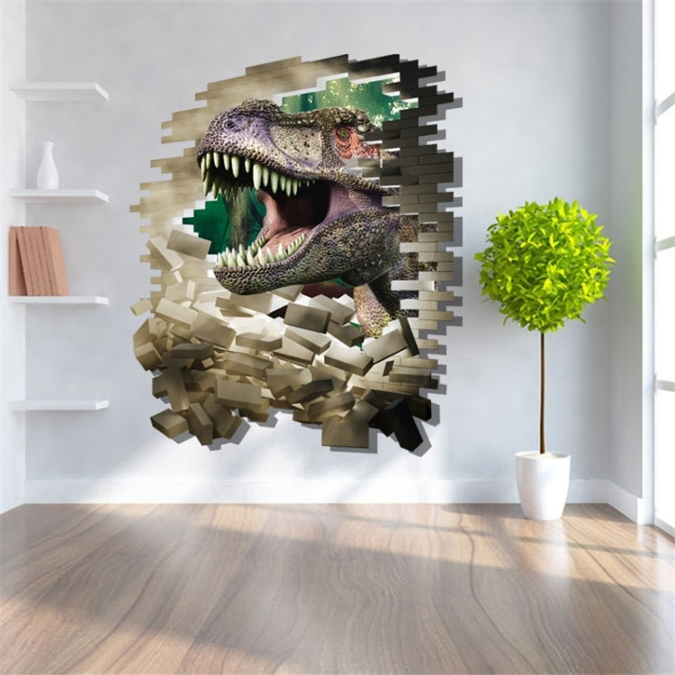 3D Home Decor Breaking Wall Dinosaur Removable Wall Stickers, Size: 60cm x 90cm