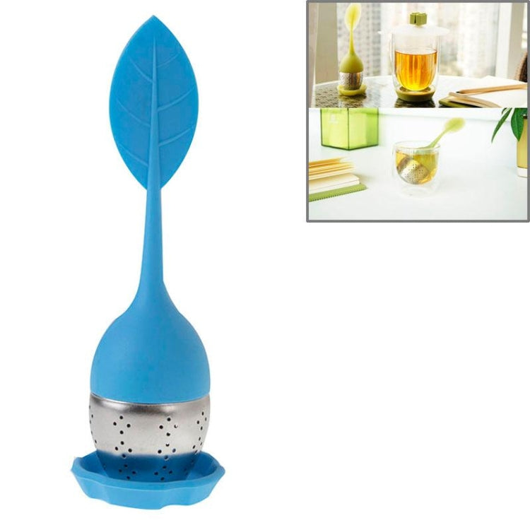 2 PCS Food Grade Leaf Silicone Make Tea Bag Stainless Steel Tea Strainers(Blue)