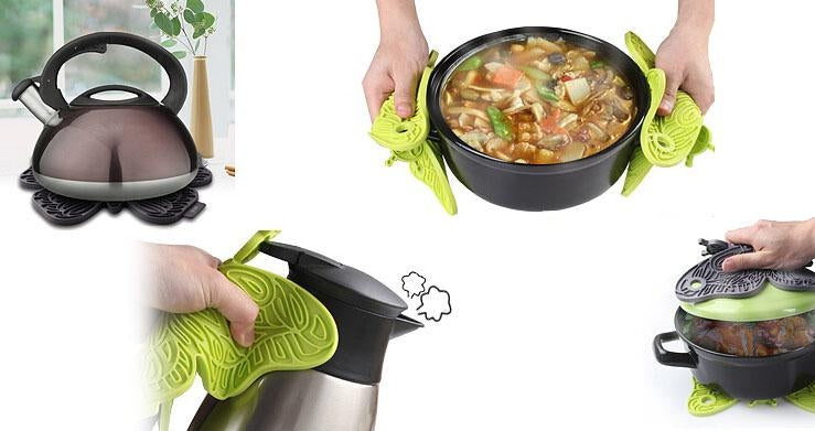 Butterfly Pattern Heat-resistant Anti-skidding Silicone Heat Insulation Mat(Blue)