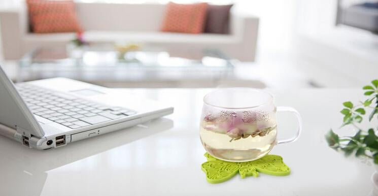 Butterfly Pattern Heat-resistant Anti-skidding Silicone Heat Insulation Mat(Blue)