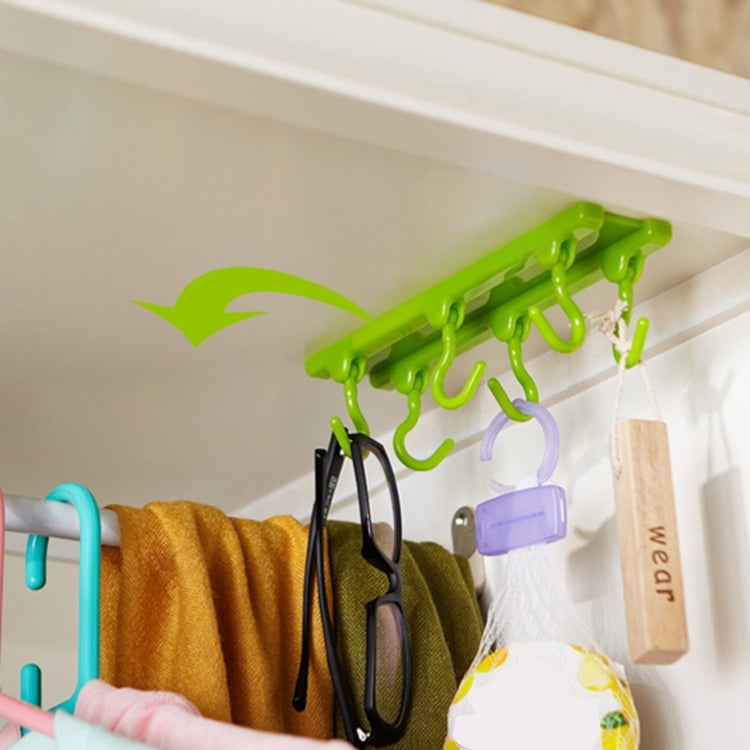 ABS Plastic 2Kg Powerful Wall Cabinet Adhesive Stickers 6 Hooks for Kitchen Bathroom Living Room(Blue)