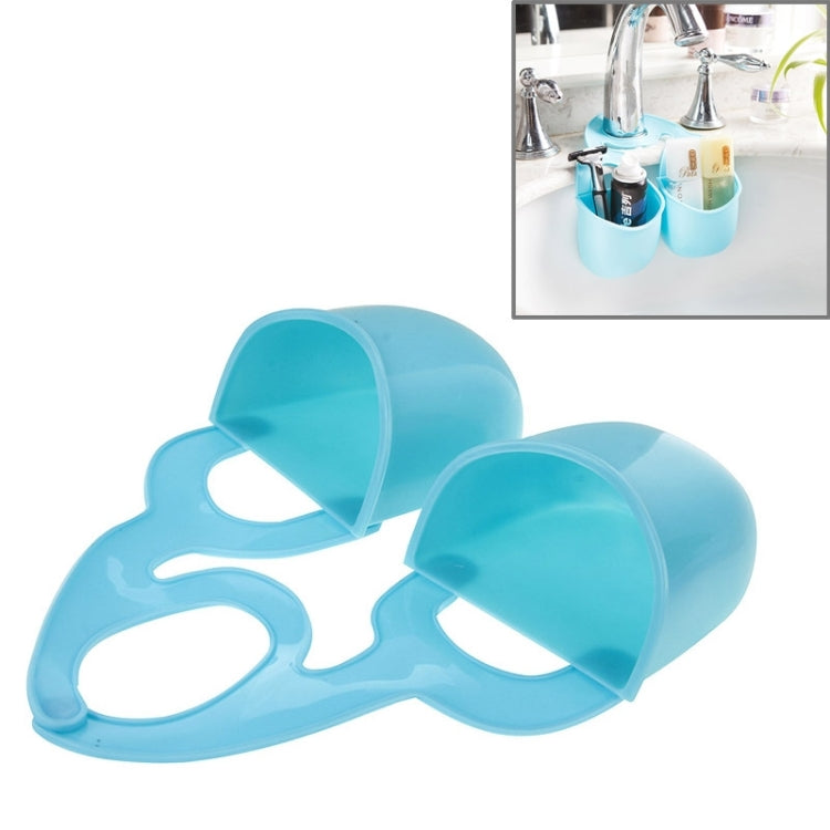 Ceative Double Bags Kitchen Sink Drain Basket Storage Shelf Bathroom Storage Hanging Baskets(Blue)