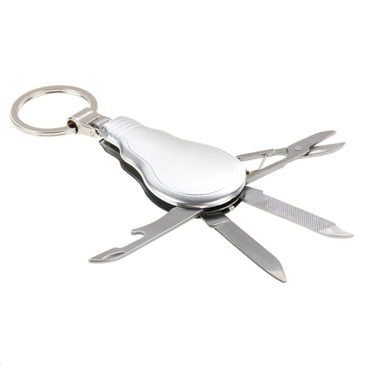 4 in 1 Multifunction Lamp Bulb Shape Metal Frosted Surface Shell Key Chain