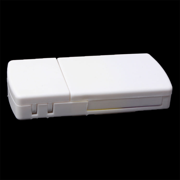 2 in 1 Portable Plastic Pocket Pill Box Pills Medicine Storage Box with Cutter(White)