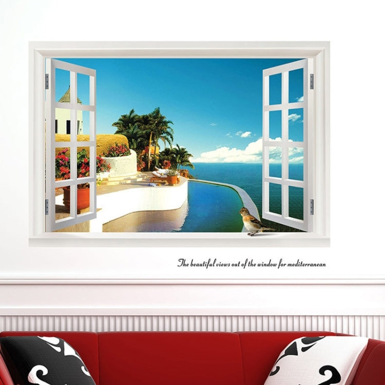 3D Fake Windows Seascape Creative Fashion Wall Stickers, Size: 60cm x 90cm