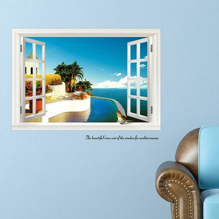 3D Fake Windows Seascape Creative Fashion Wall Stickers, Size: 60cm x 90cm