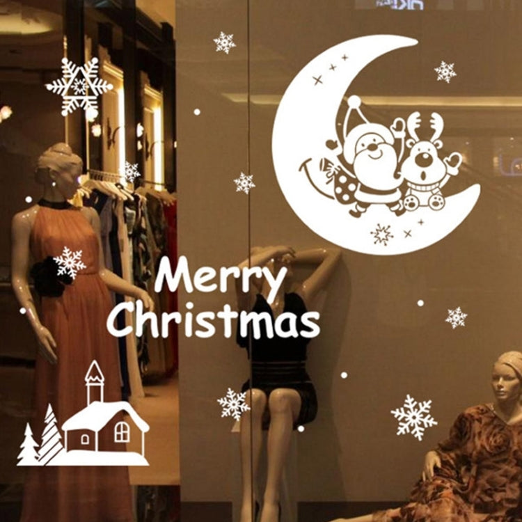 Moon Santa Claus Deer Decor Christmas Wall Stickers, Size: 42cm x 61cm