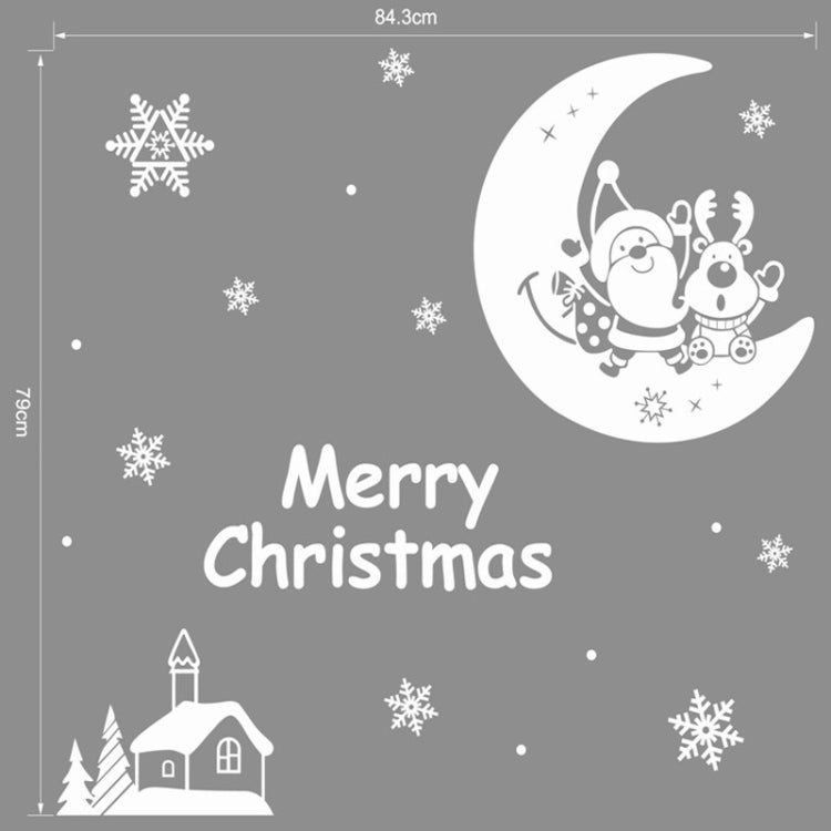 Moon Santa Claus Deer Decor Christmas Wall Stickers, Size: 42cm x 61cm