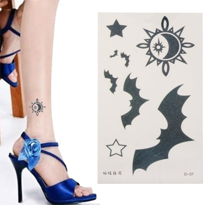 Beautiful Bat & Stars Pattern Temporary Tattoo Stick