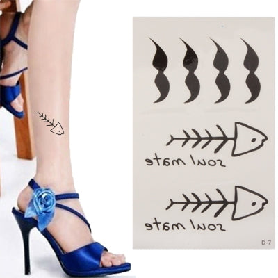 Beautiful Beard & Fishbone Pattern Temporary Tattoo Stick