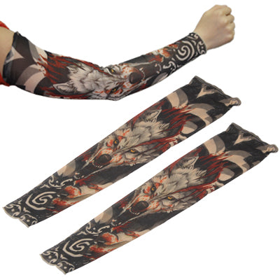Fake Temporary Tattoo Sleeves Stretchy Body Artwork Arm Stockings, Random Color Pattern Delivery