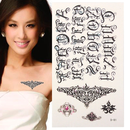 Cool Letters Pattern Waterproof Temporary Tattoo Stick(Black)