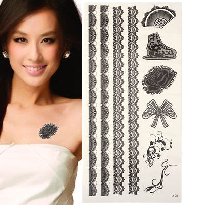 Beautiful Lace Pattern Waterproof Temporary Tattoo Stick(Black)