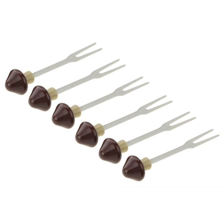 6 PCS Mushroom Stainless Steel Fruit Fork with Fork Holder