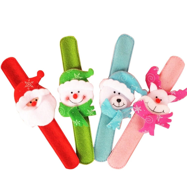 4 PCS Snowman Style Merry Christmas Slap Pat Circle Wristband, Random Delivery